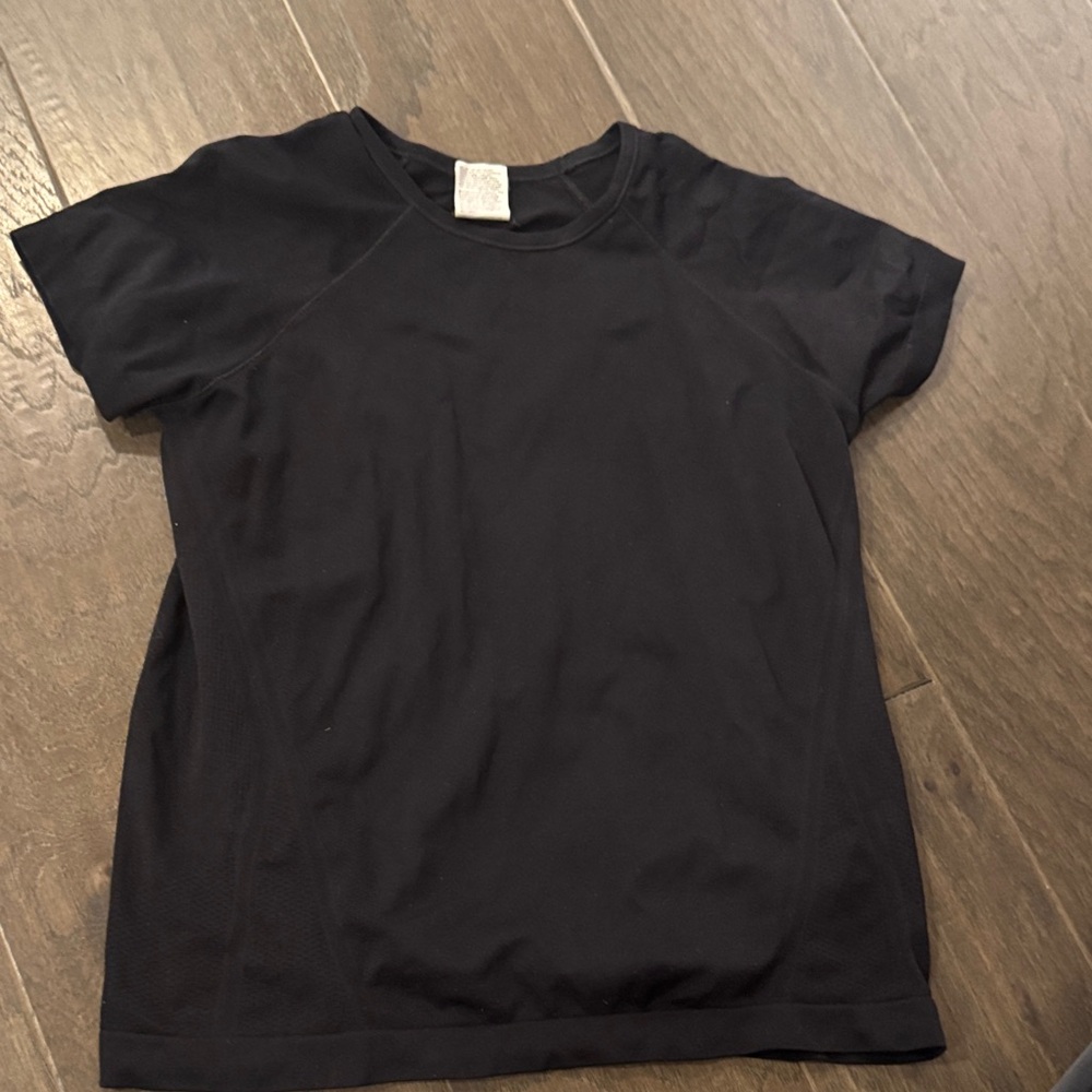 Athleta Girl Black Crewneck Tee with Logo Tag